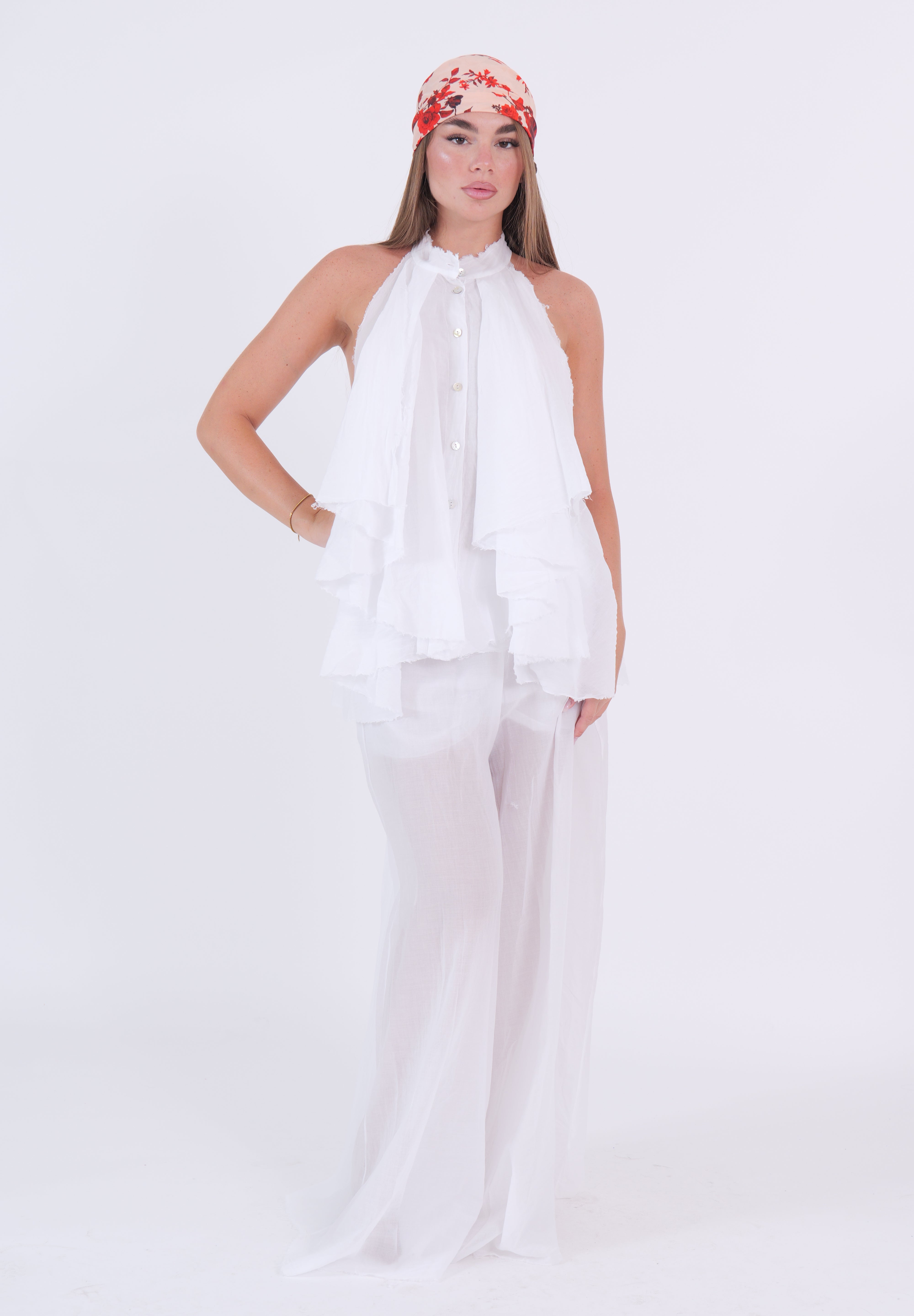 PANTALONE SFRANGIATO BIANCO
