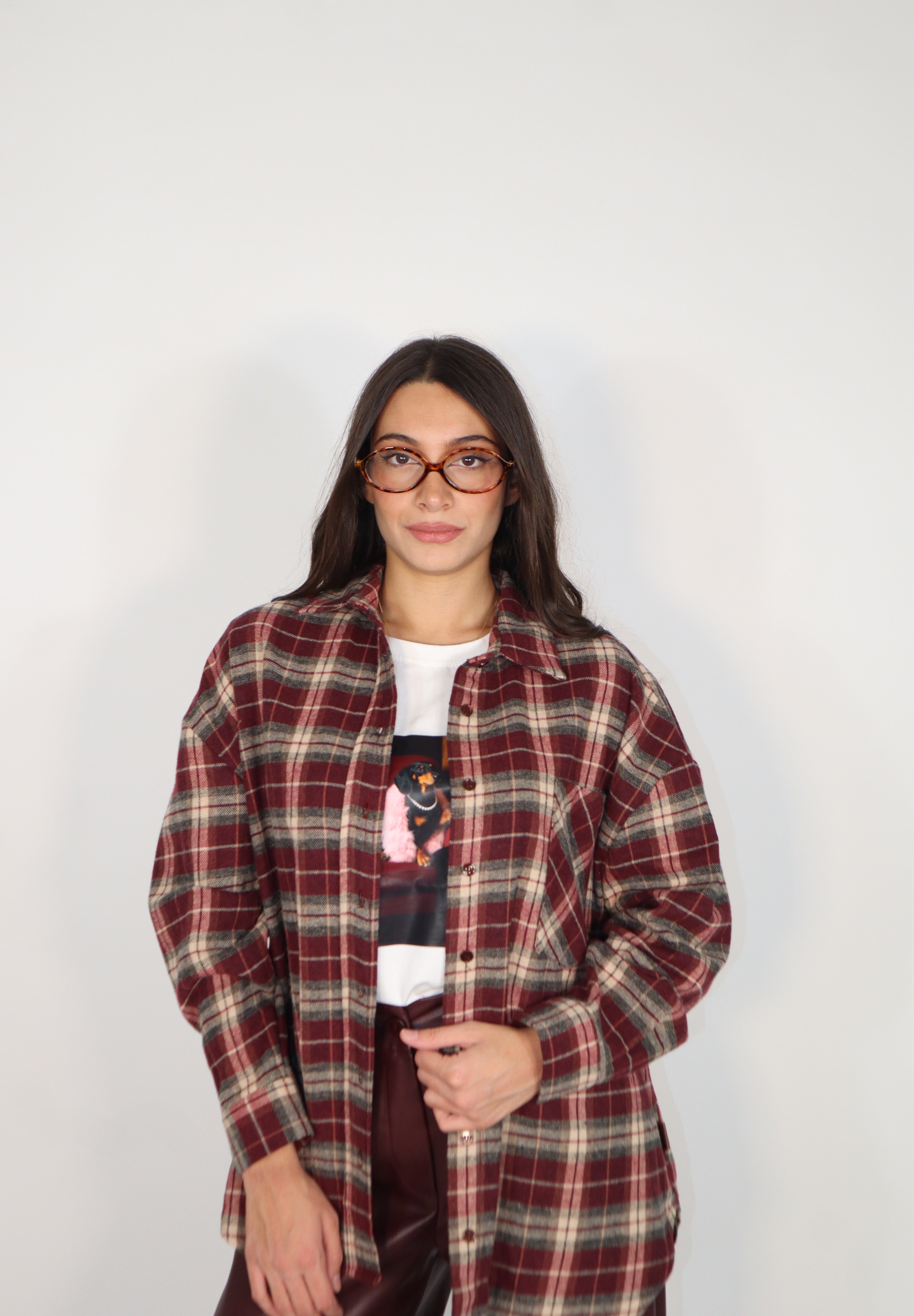 CAMICIA QUADRI BURGUNDY