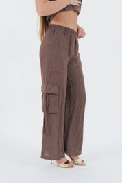 PANTALONE LINO CHOCOLATE