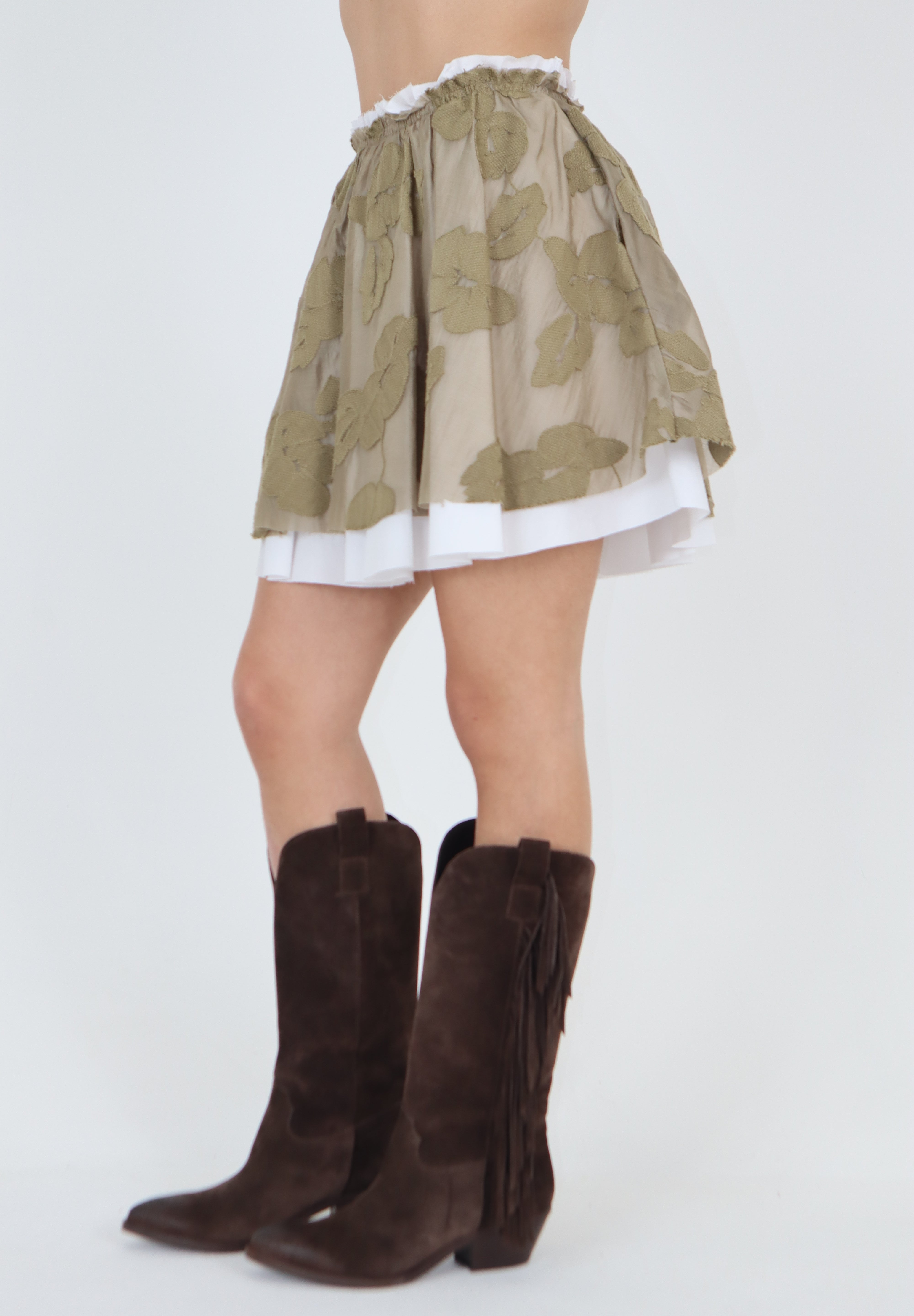 GONNA RICAMATA MILITARE
