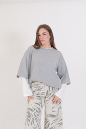 T-SHIRT BICOLOR GRIGIO/BIANCA