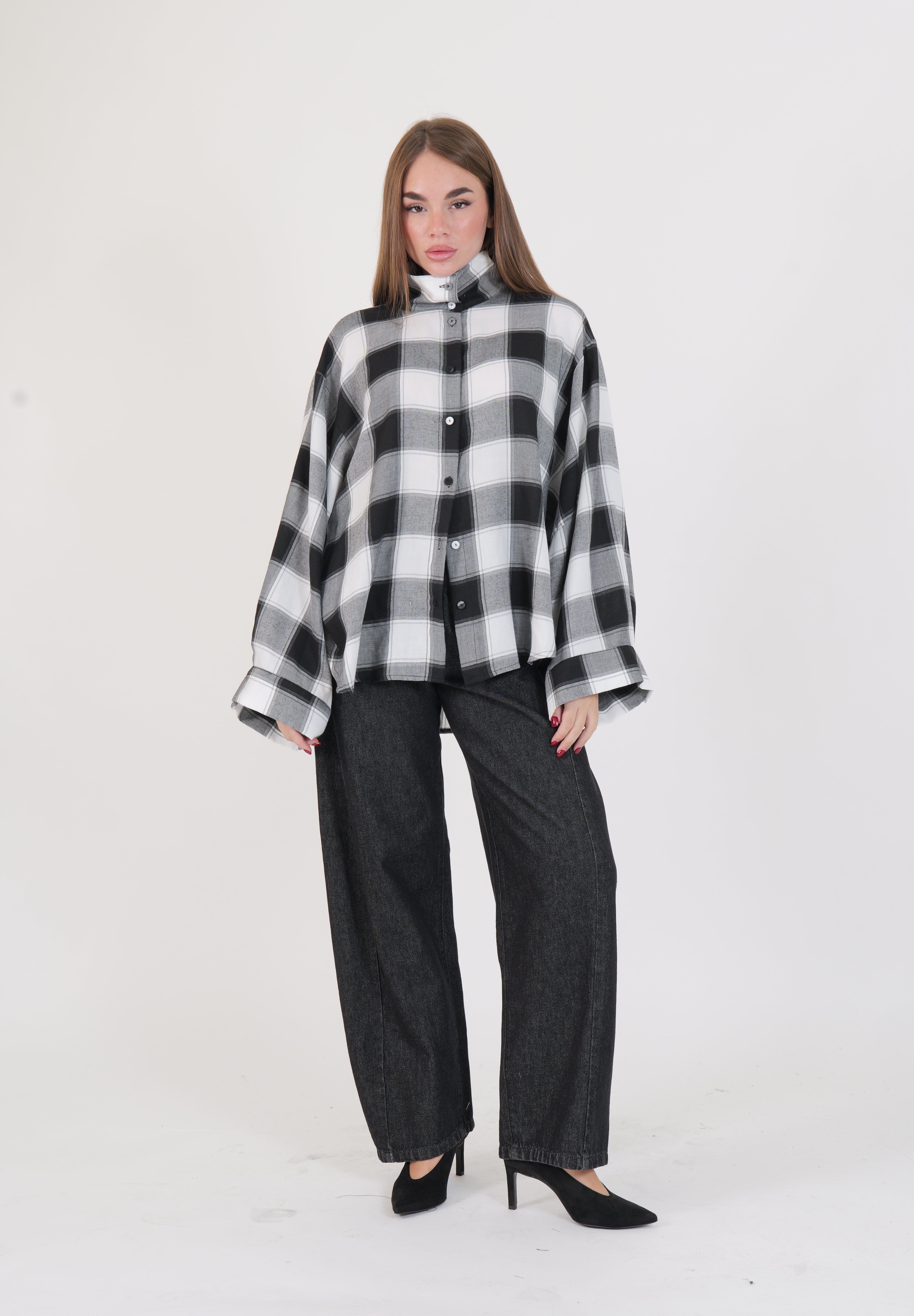 CAMICIA QUADRI BIANCO/NERA/GRIGIO