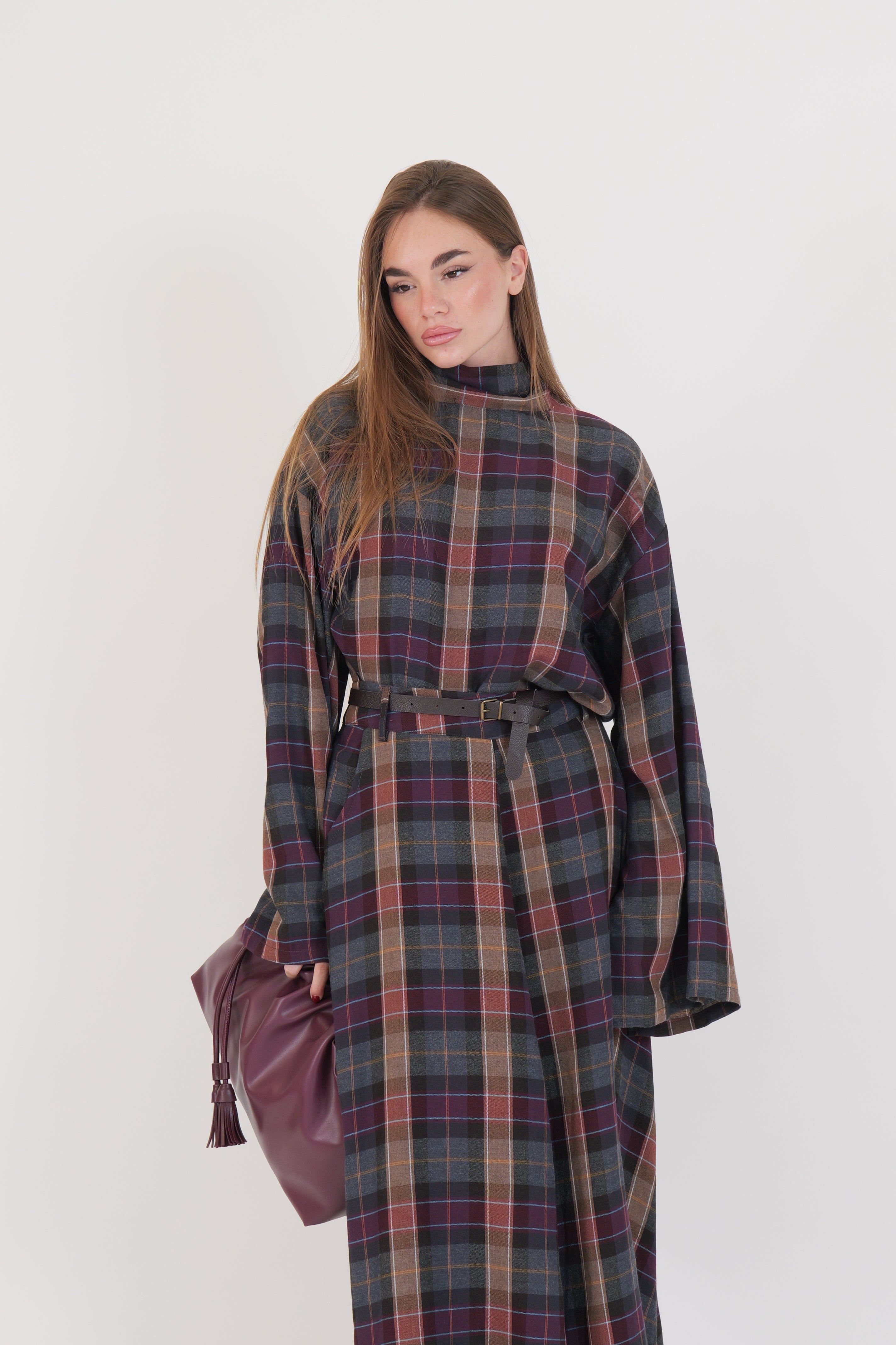 CAMICIA GENNY BORDEAUX/GRIGIO/MORO