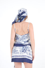 TOP FOULARD TOILE  BLU