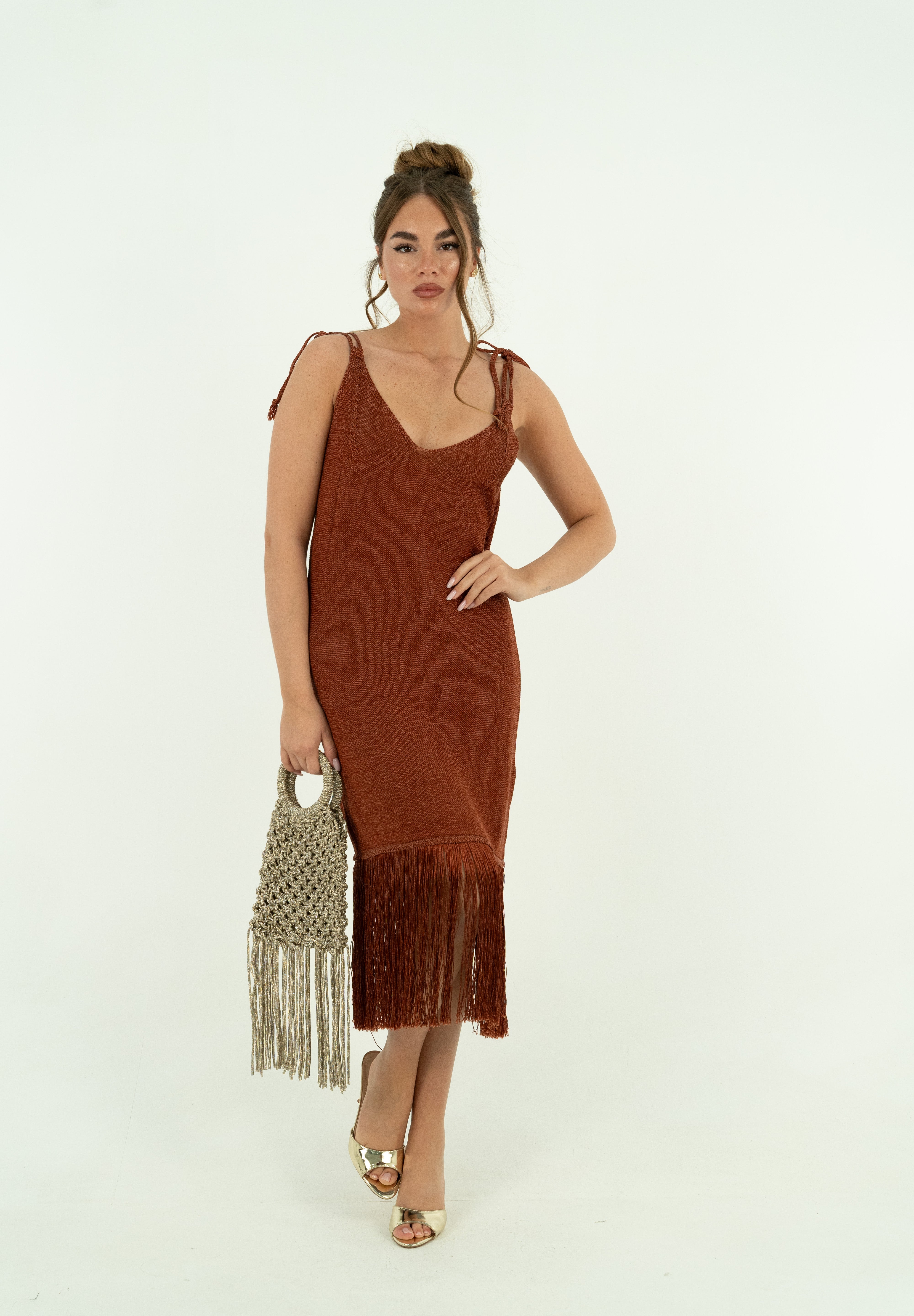 MINI DRESS CON FRANGE RAME