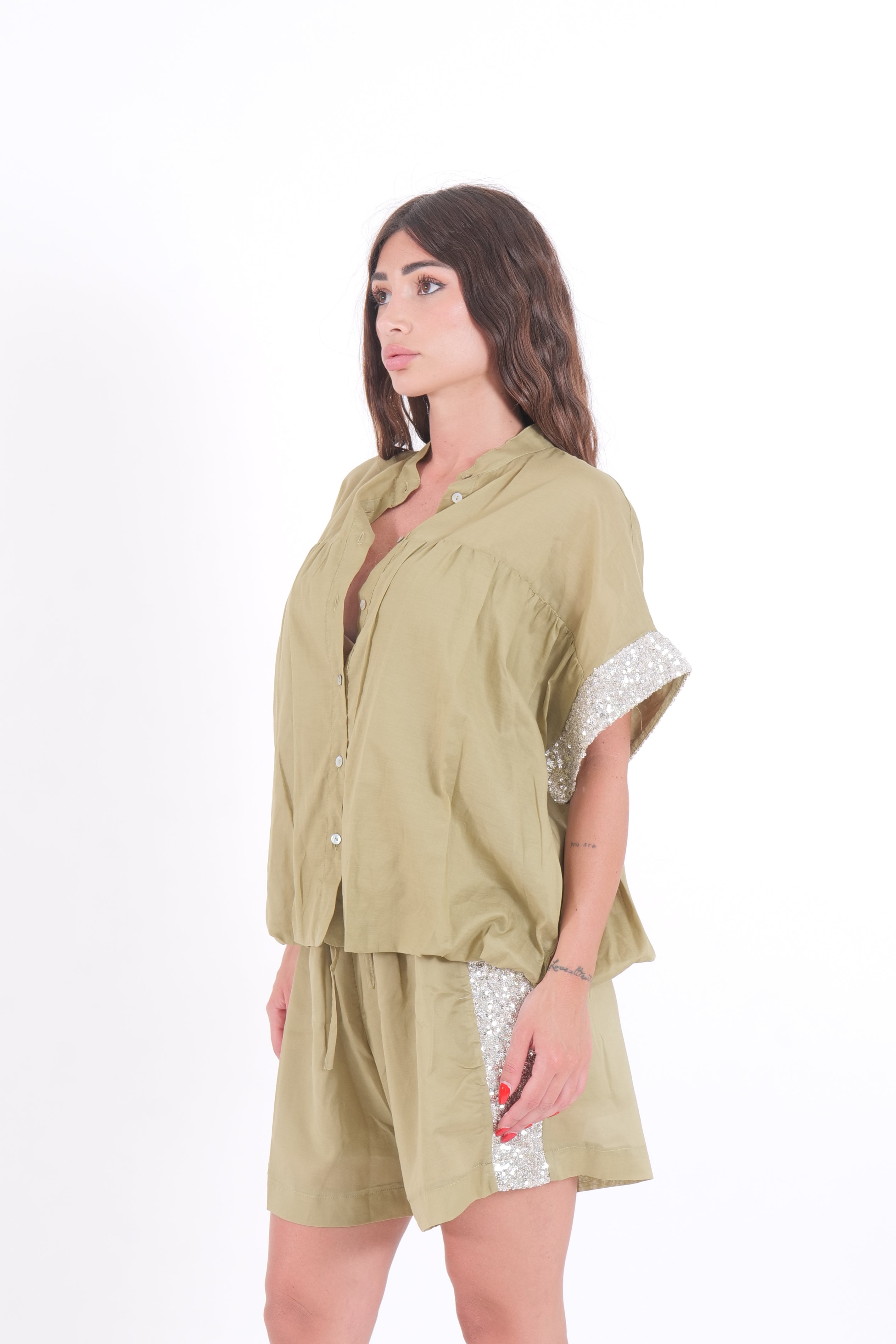 CAMICIA PAILLETTES SALVIA