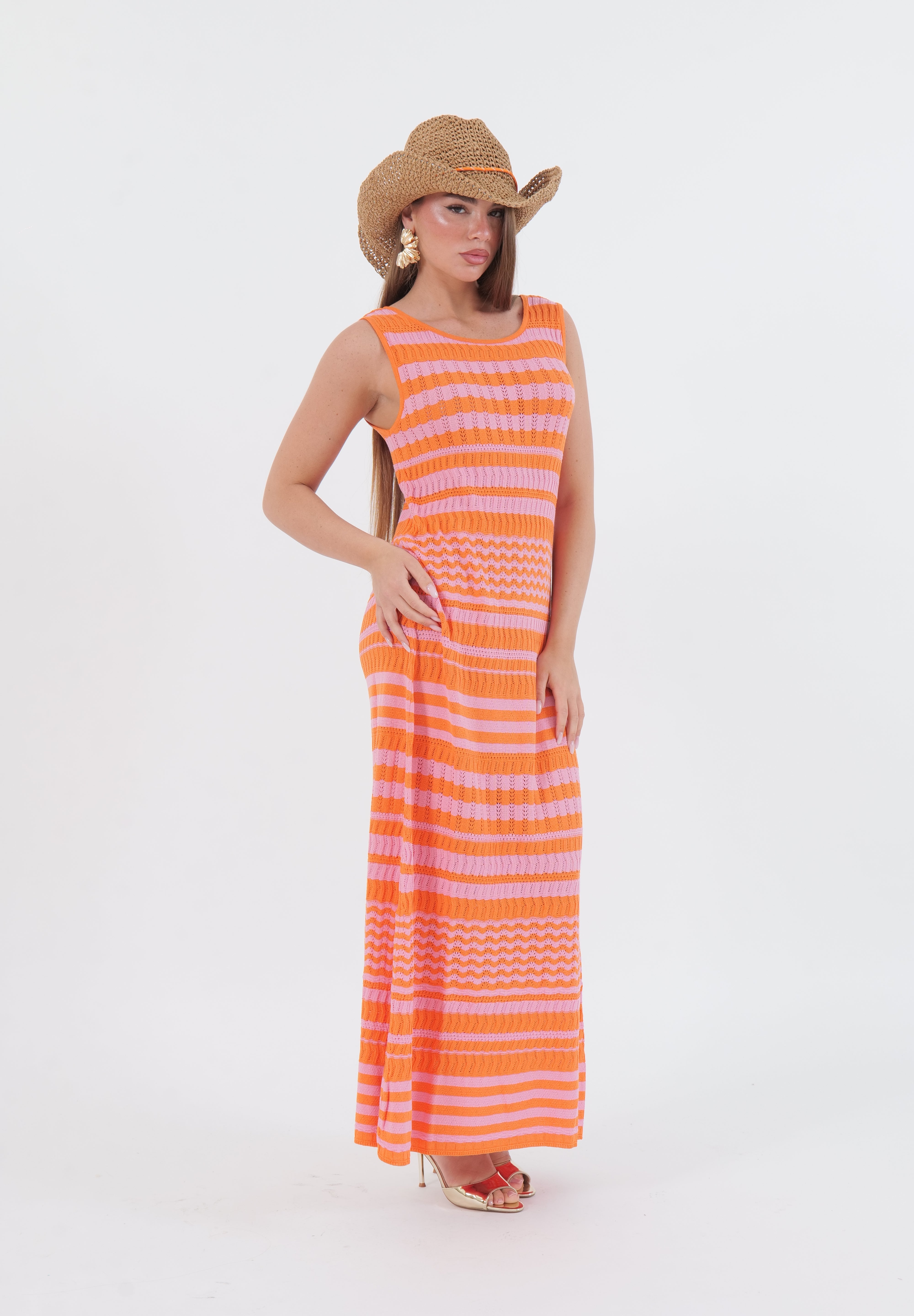 ABITO LACE ROSA E ARANCIO