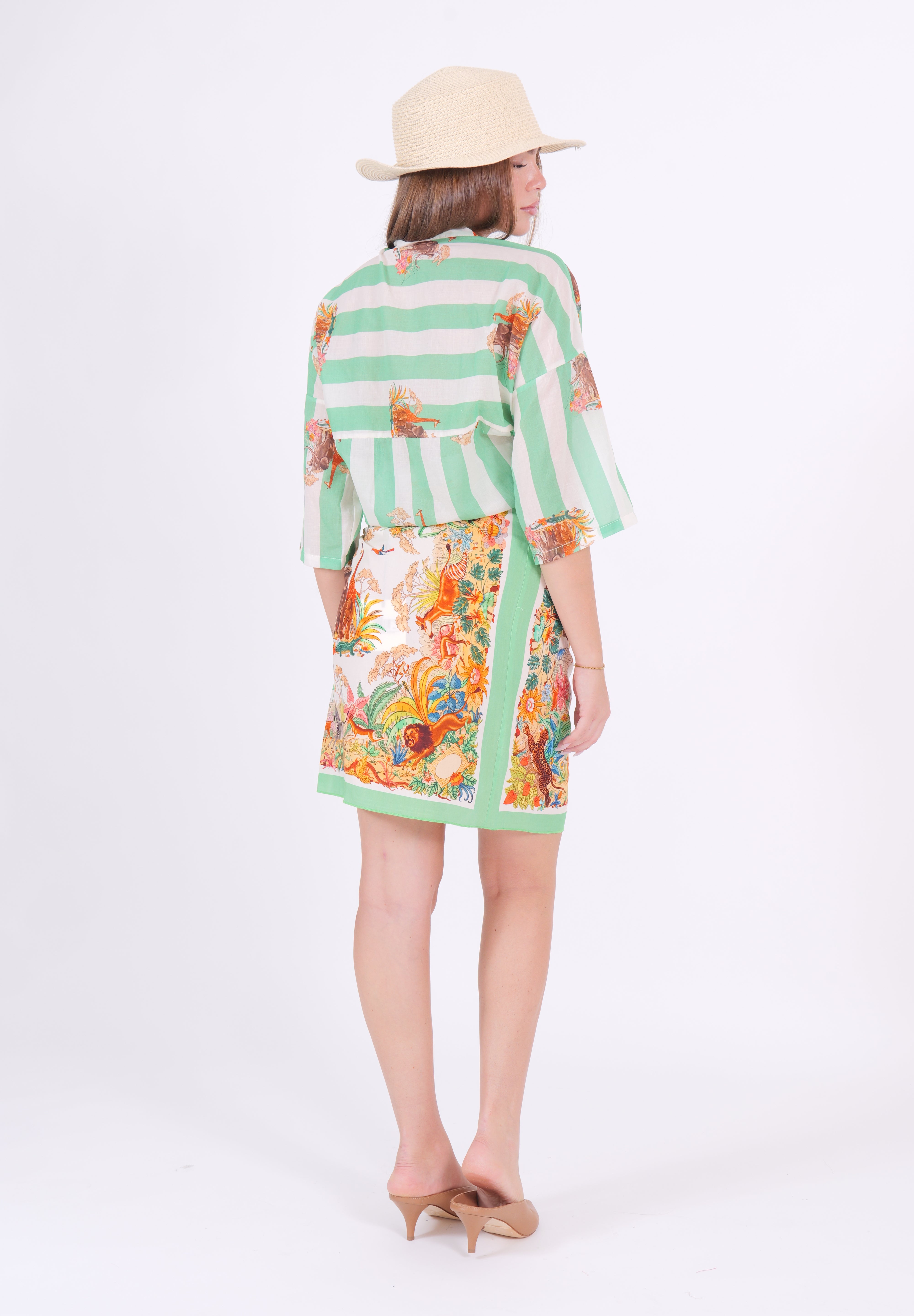 MINI GONNA PAREO FOULARD VERDE