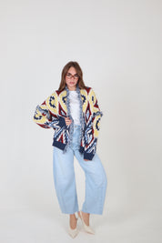 CARDIGAN ROMBI ALL OVER BLU