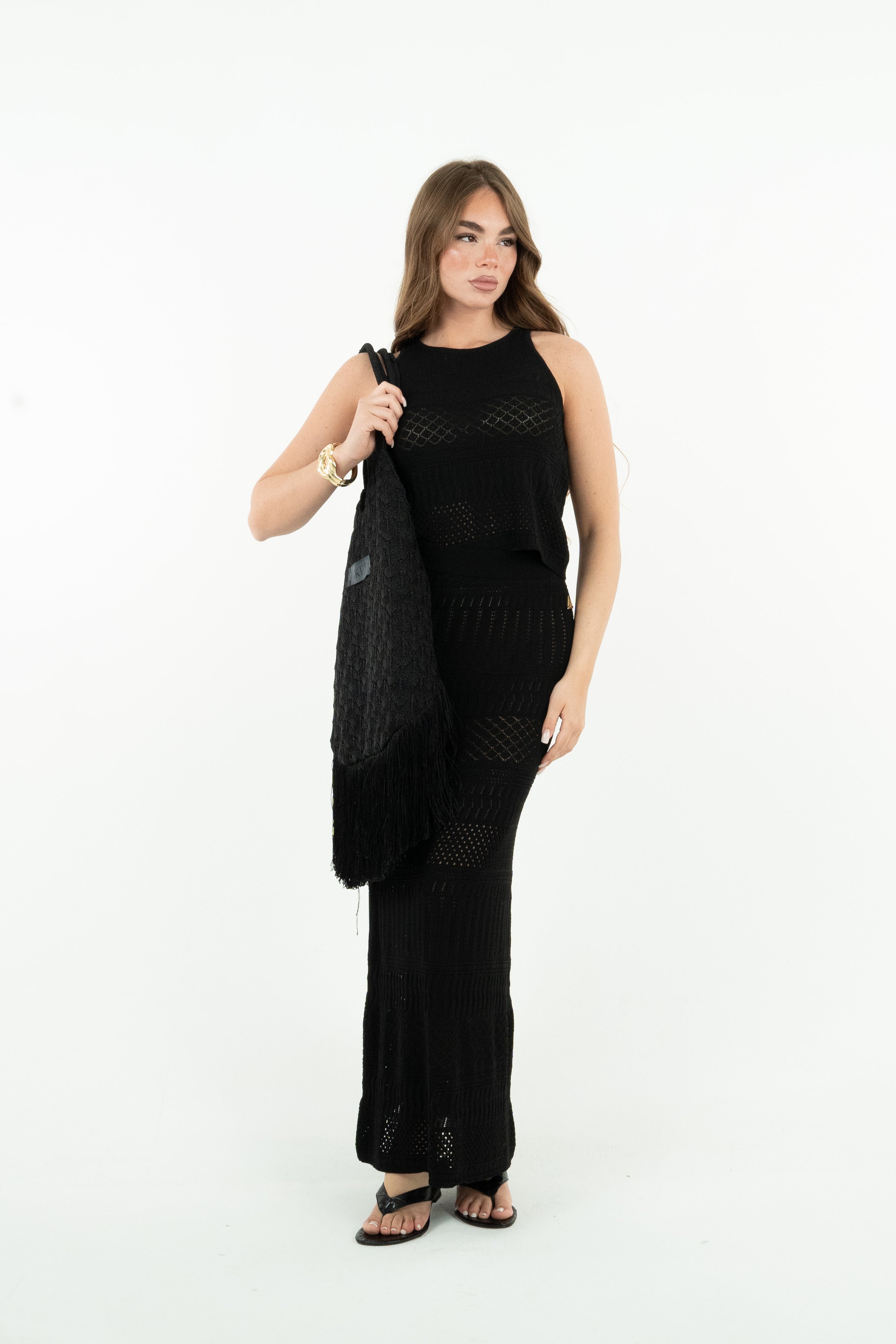 GONNA MAXI LACE NERA