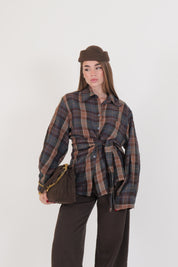 CAMICIA NODO LATERALE MORO/BLU/CAMMELLO