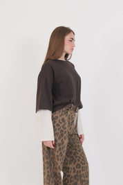 T-SHIRT BICOLOR MORO/BIANCO