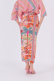 GONNA LUNGA FOULARD ROSA