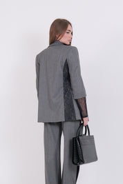 BLAZER GESSATO PIZZO GRIGIO/NERO