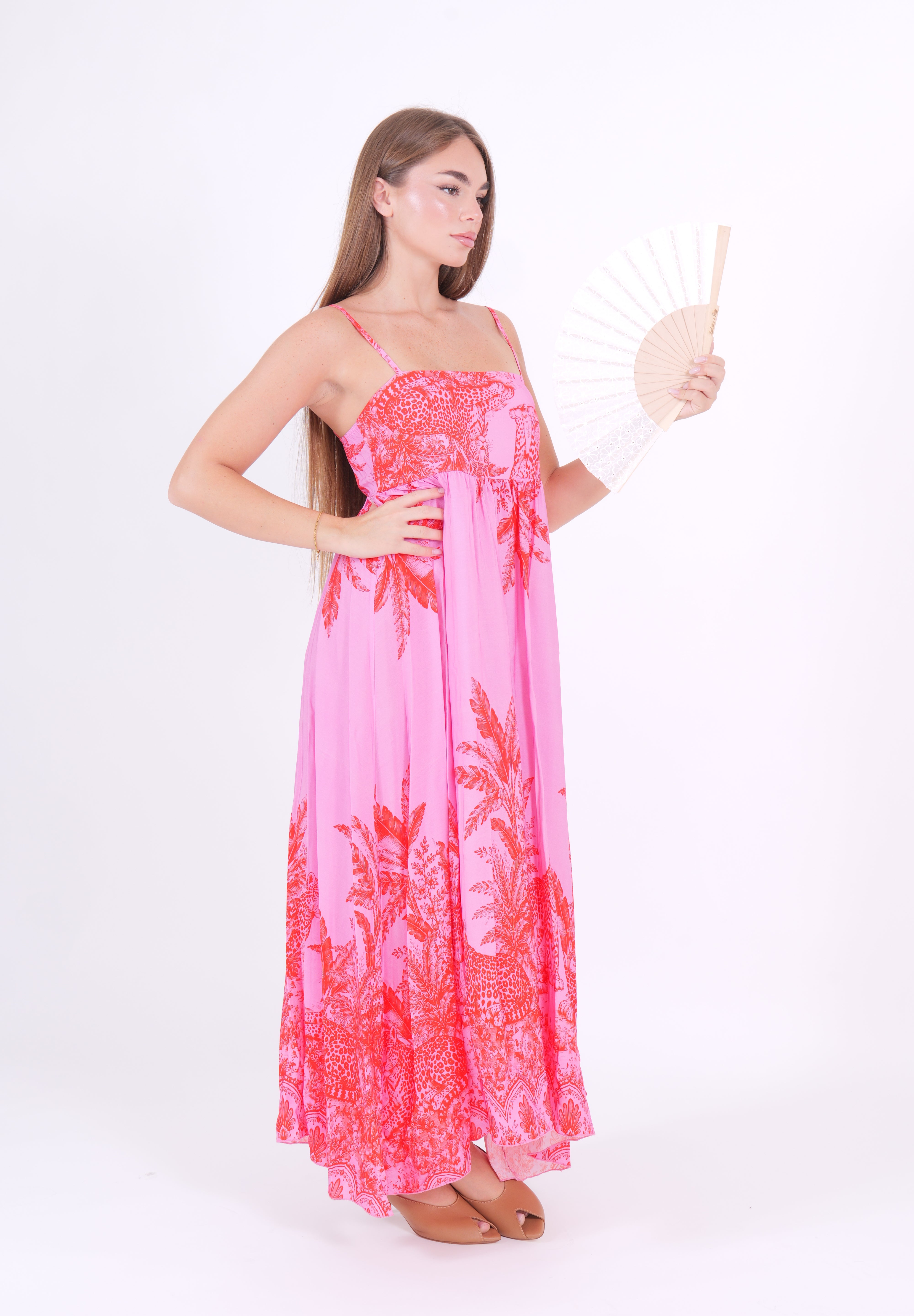 ABITO LEOPARD ROSA/ROSSO