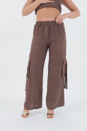 PANTALONE LINO CHOCOLATE