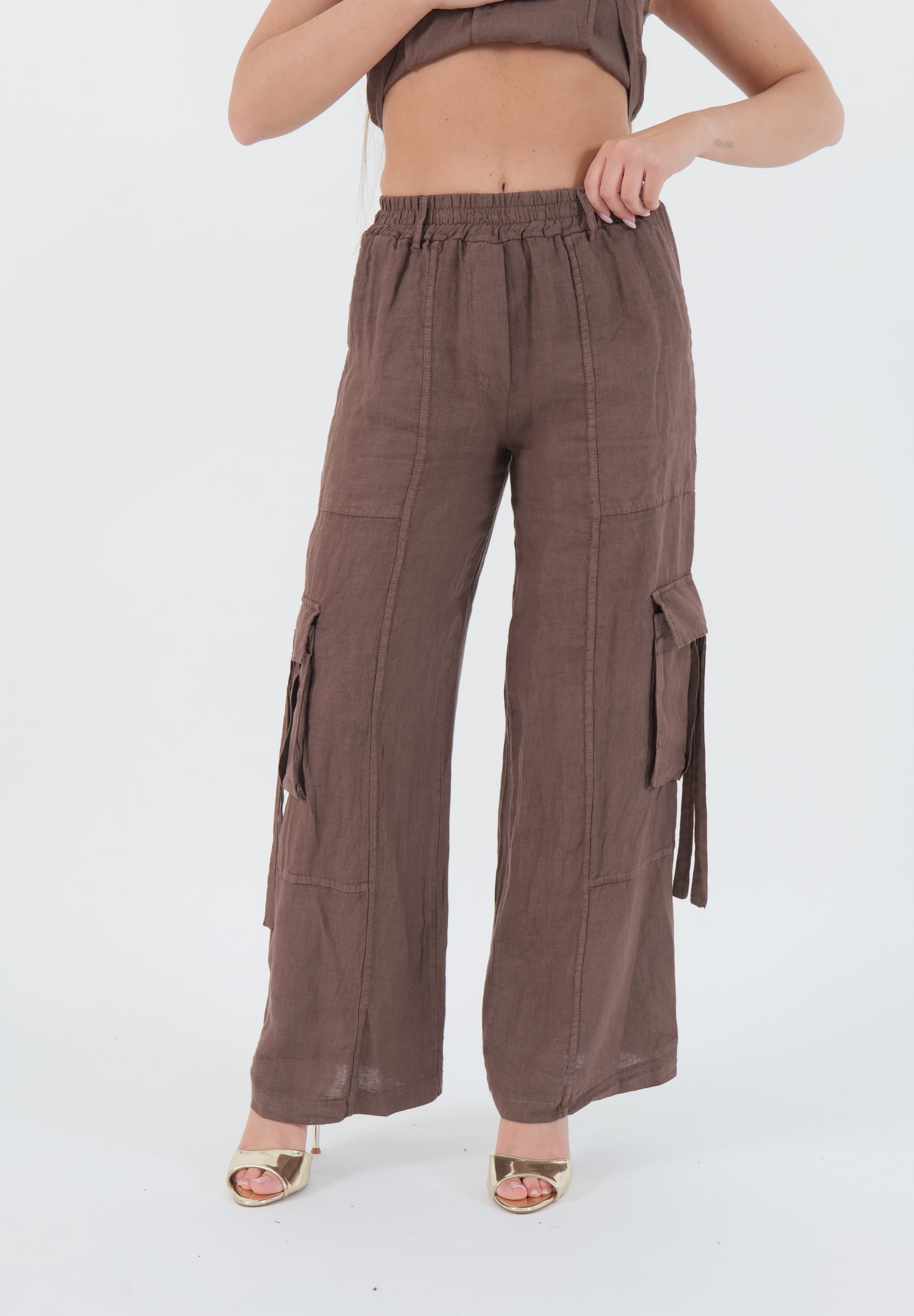PANTALONE LINO CHOCOLATE