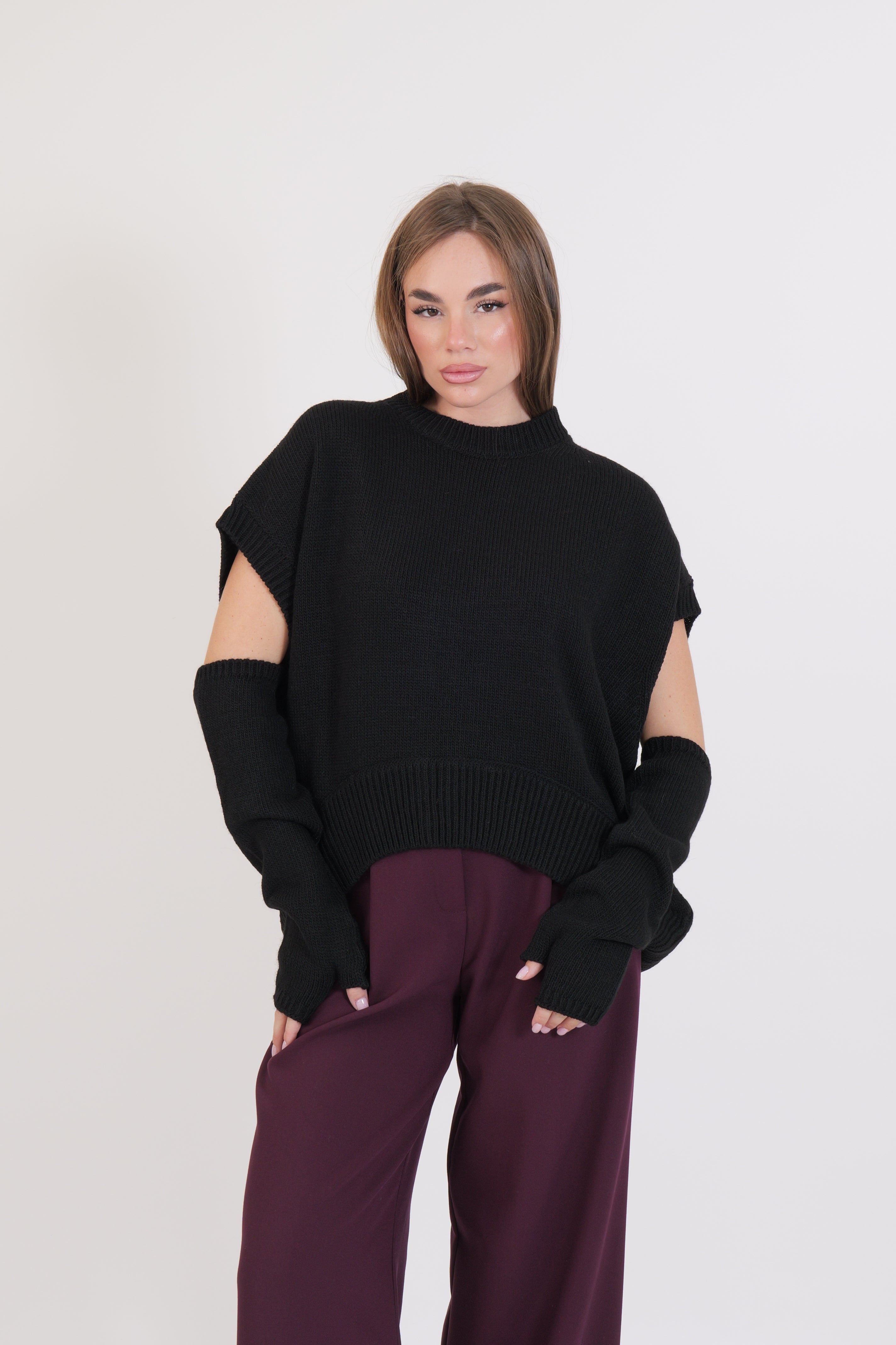 MAGLIA NERO MISTO LANA DIXIE