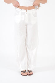 PANTALONE LINO PANNA