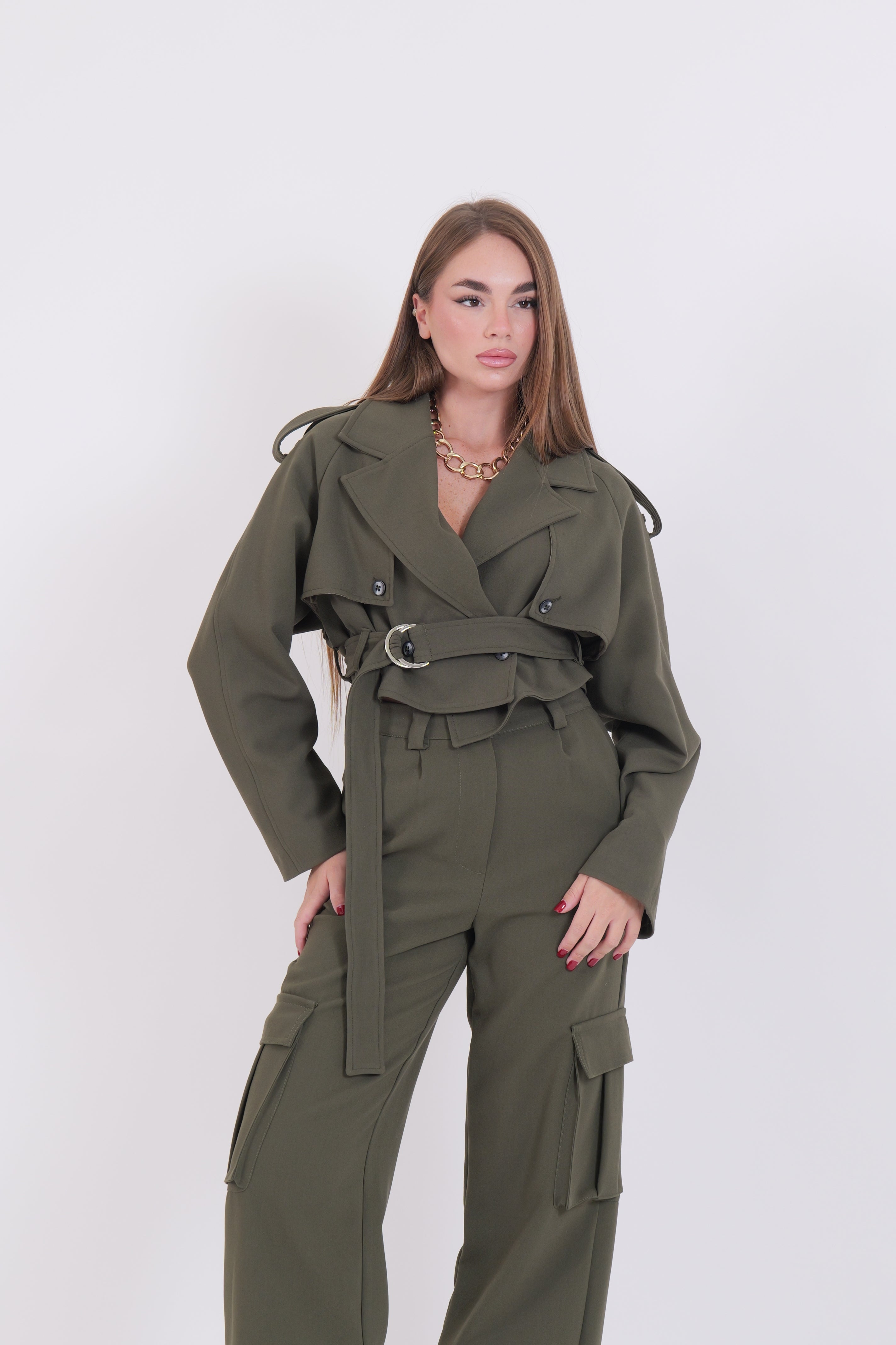 TRENCH CROP VERDE MILITARE