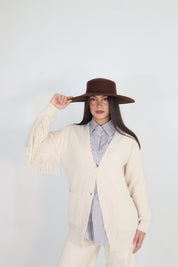 CARDIGAN IN MAGLIA CON FRANGE