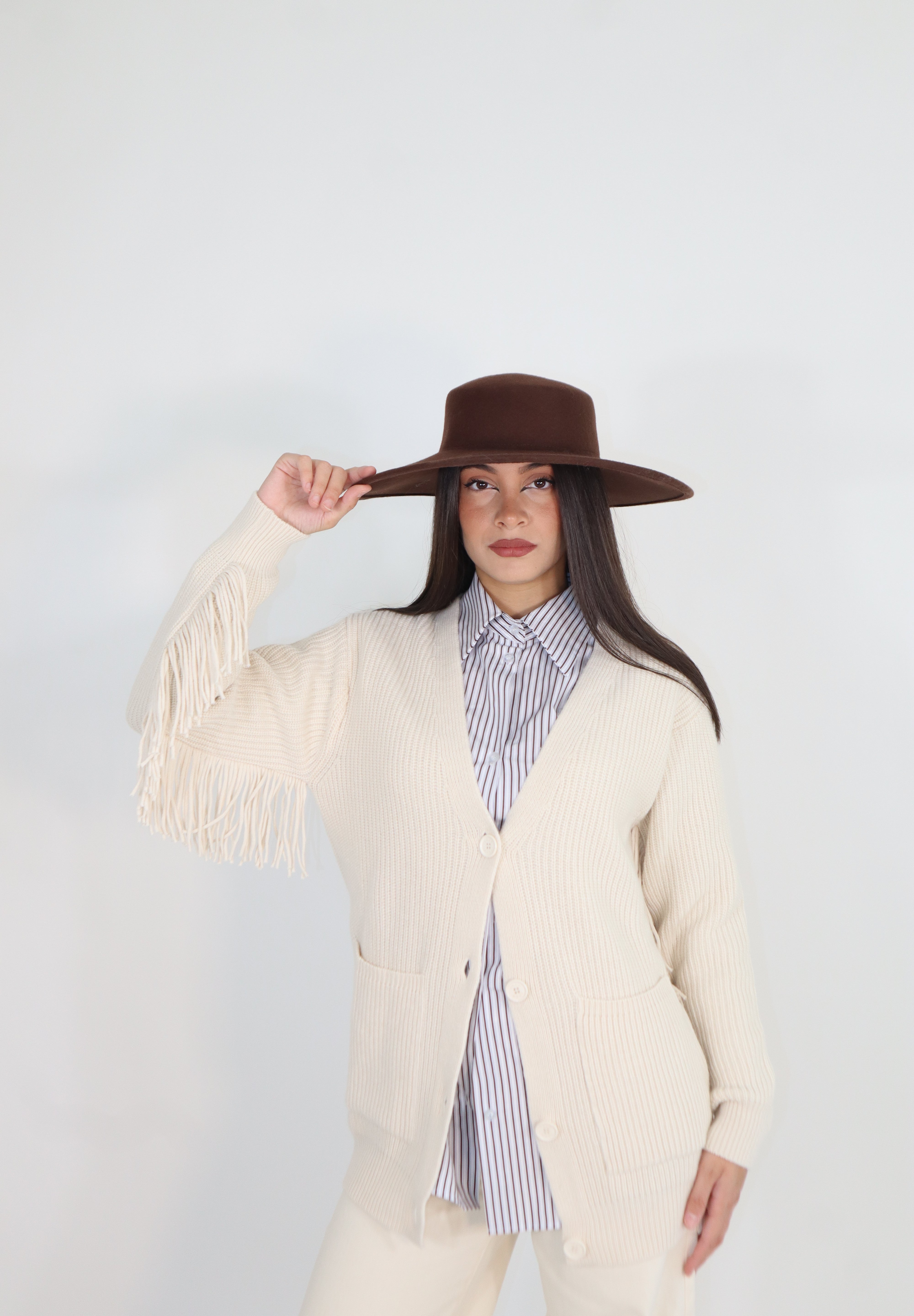 CARDIGAN IN MAGLIA CON FRANGE