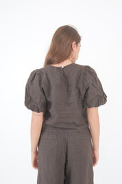 TOP LINO MANICA SBUFFO MORO