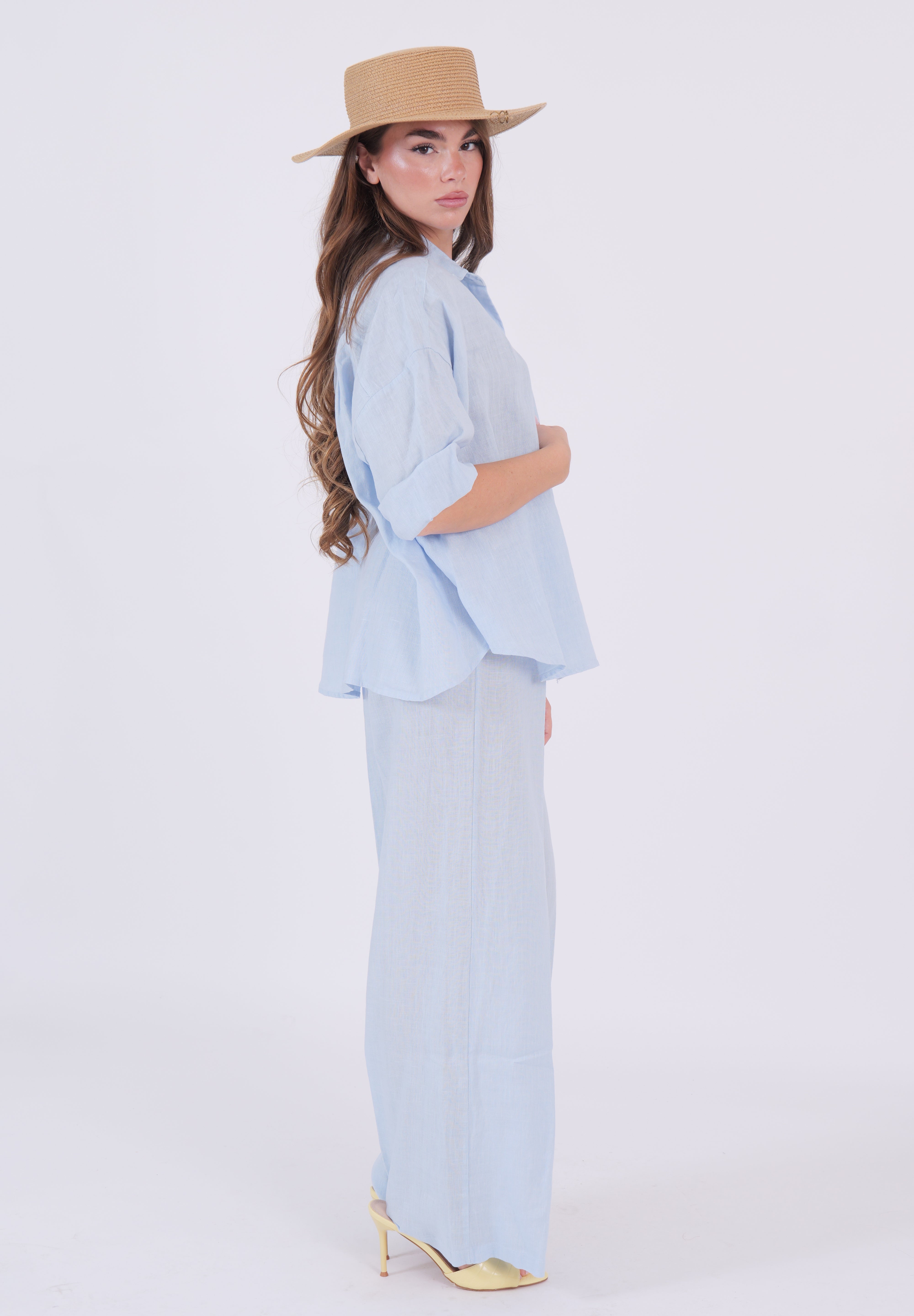 PANTALONE LINO CELESTE DIXIE