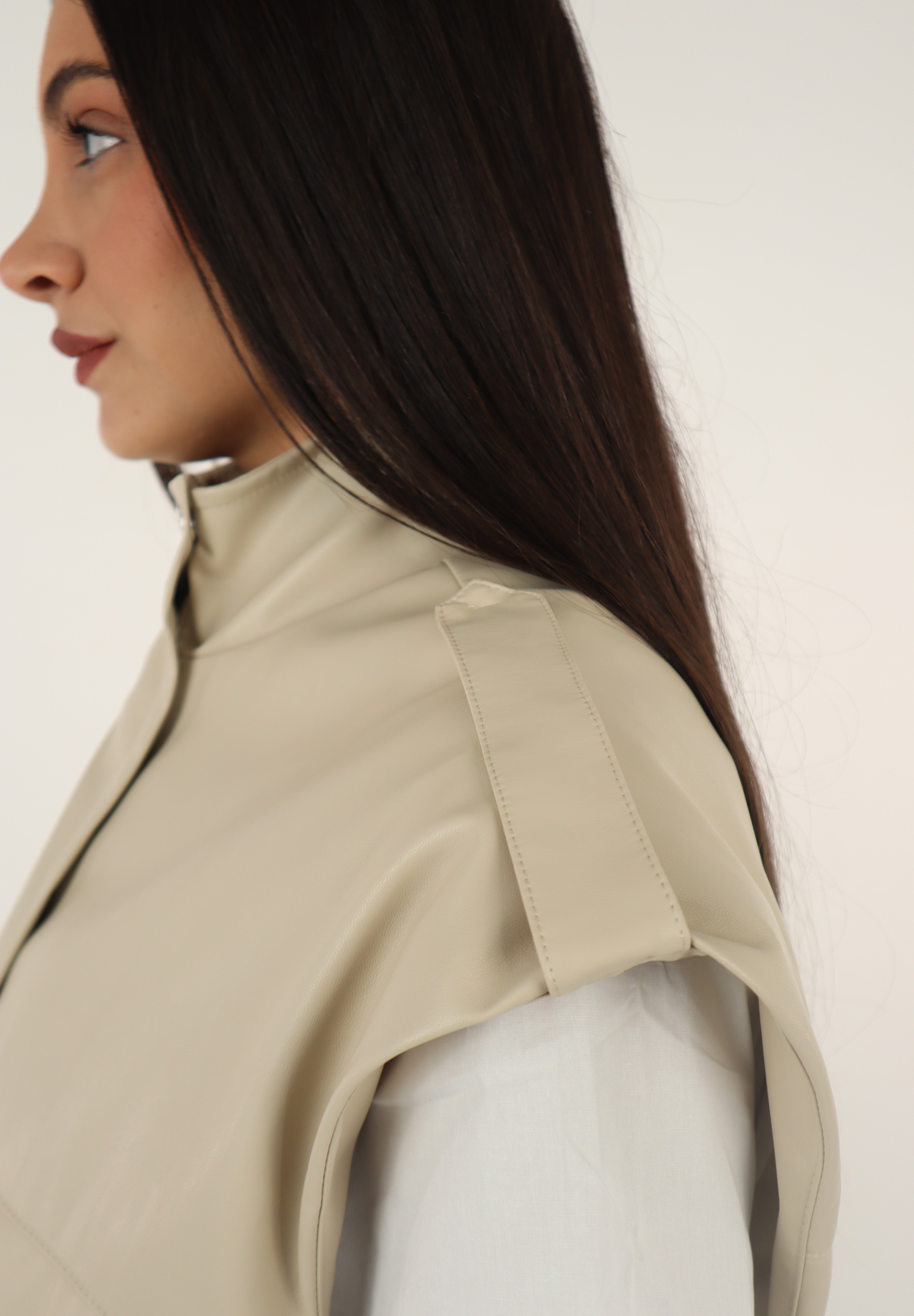 GILET LEATHER MILK