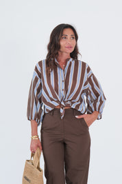 CAMICIA MUSSOLA MORO/AZZURRO