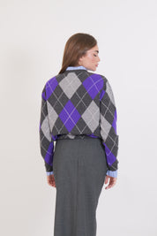 MAGLIA GIROCOLLO LANA ANTRACITE/VIOLA