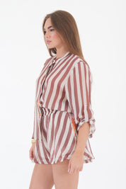 CAMICIA PANNA/CUOIO