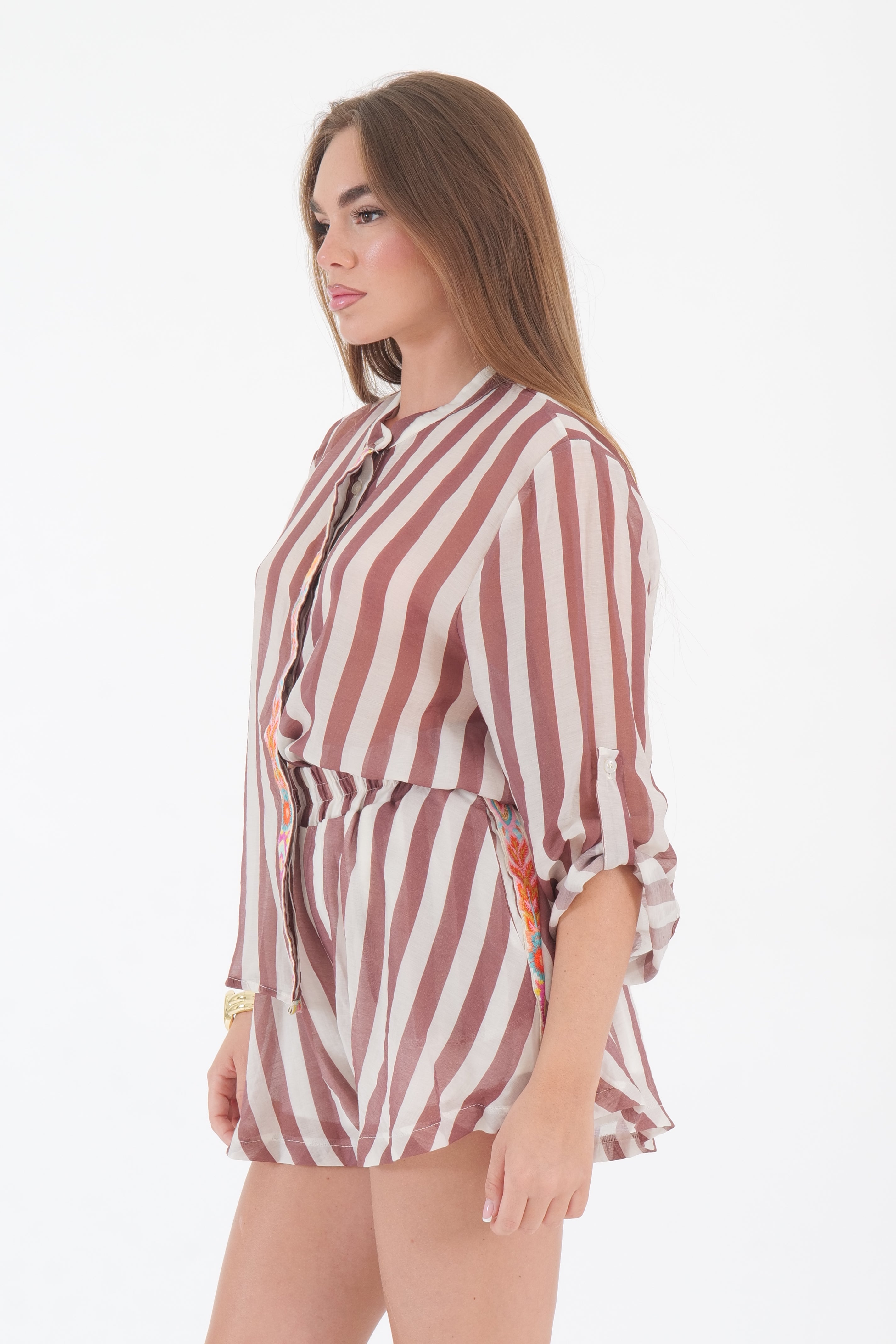 CAMICIA PANNA/CUOIO