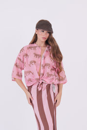 CAMICIA TIGRE ROSA/MORO