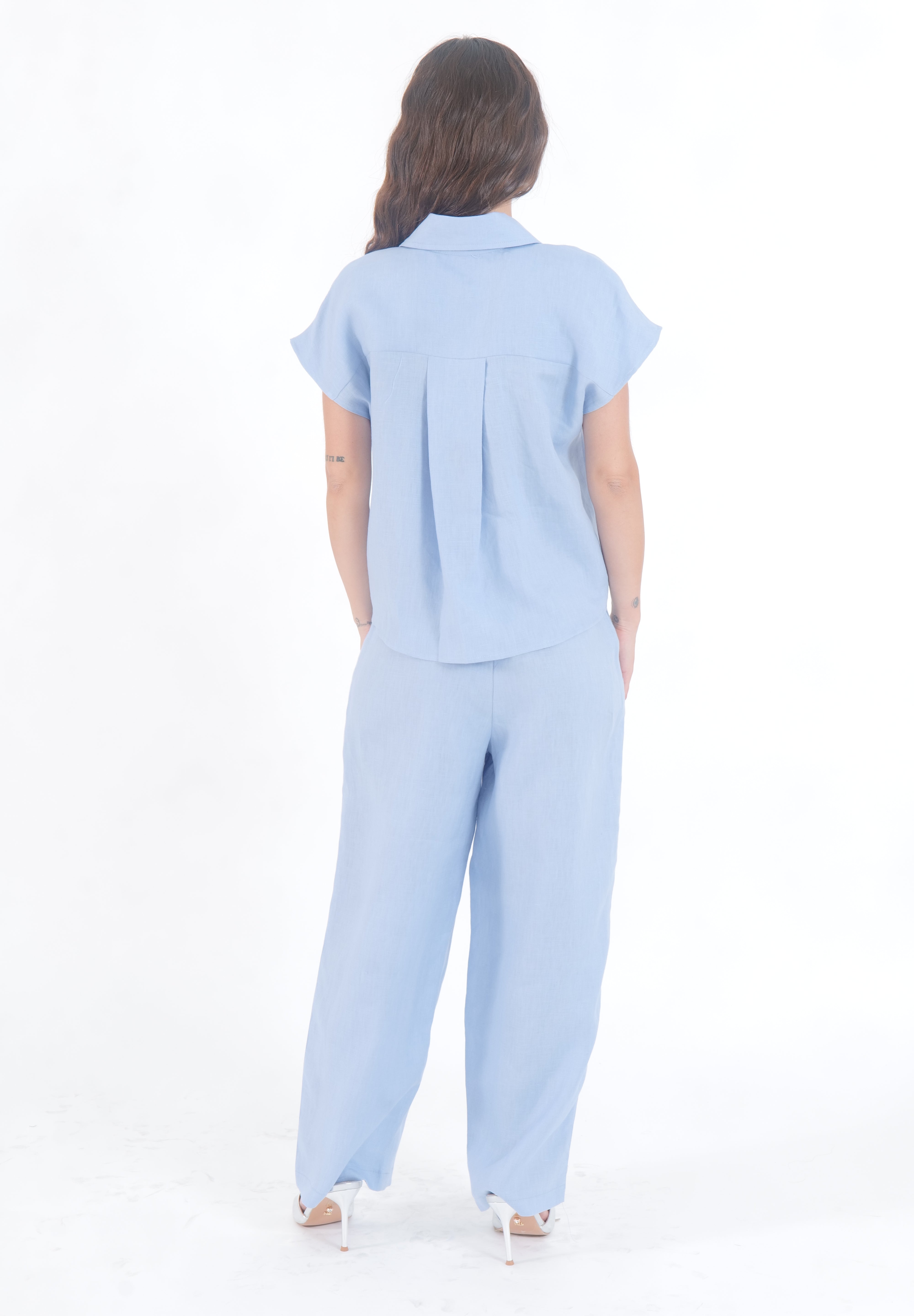 PANTALONE AZZURRO LINEN