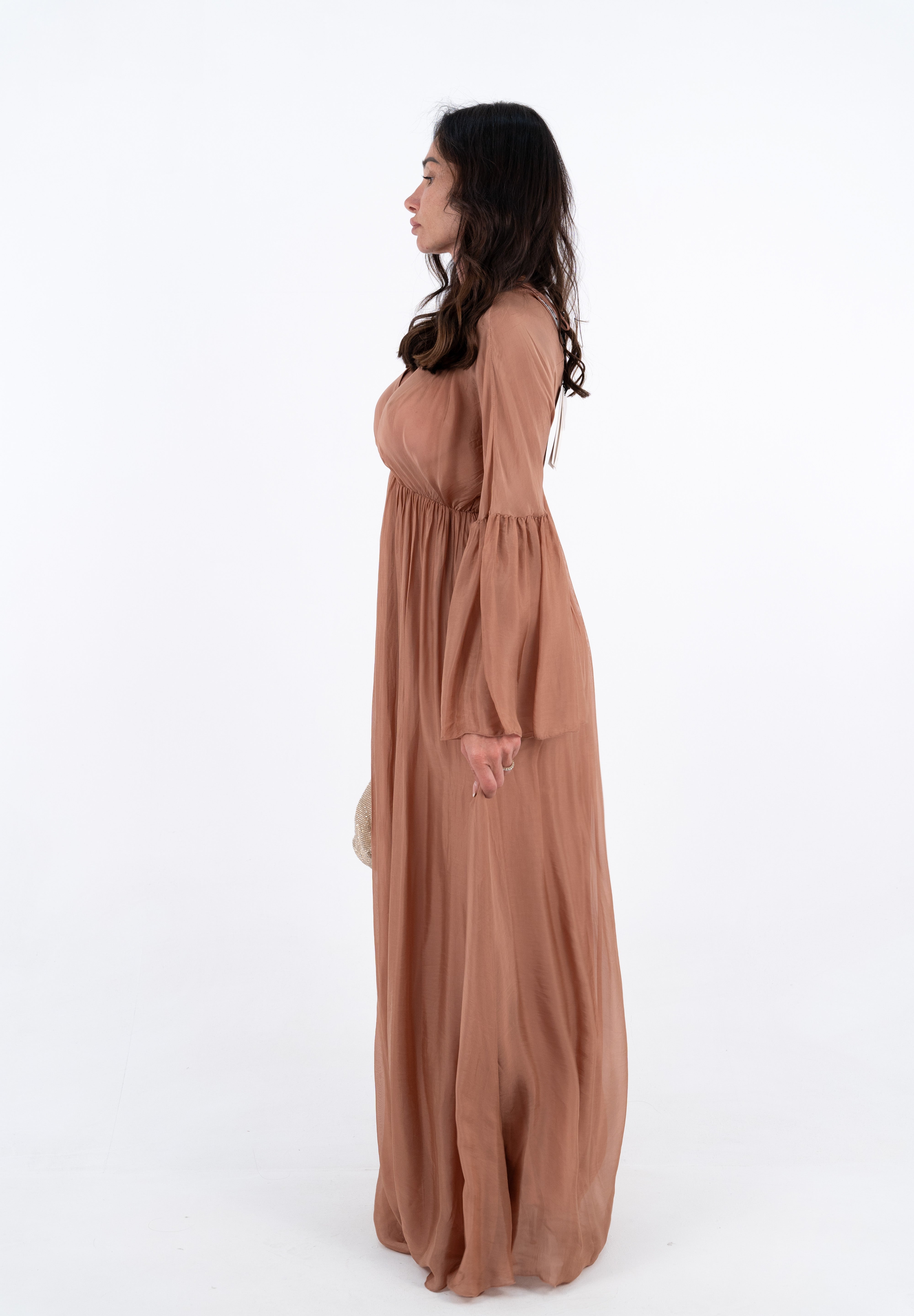 DRESS SETA CARAMELLO