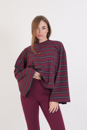 MAGLIA RIGHE BORDEAUX/BLU/MORO