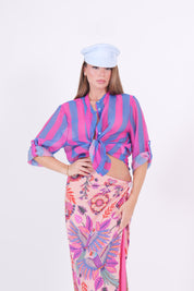 CAMICIA MUSSOLA BLU/FUXIA