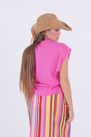 CAMICIA SMANICATA MUSSOLA MAGENTA