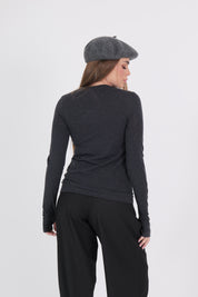 MAGLIA GIROCOLLO MANICA A GUANTO ANTRACITE