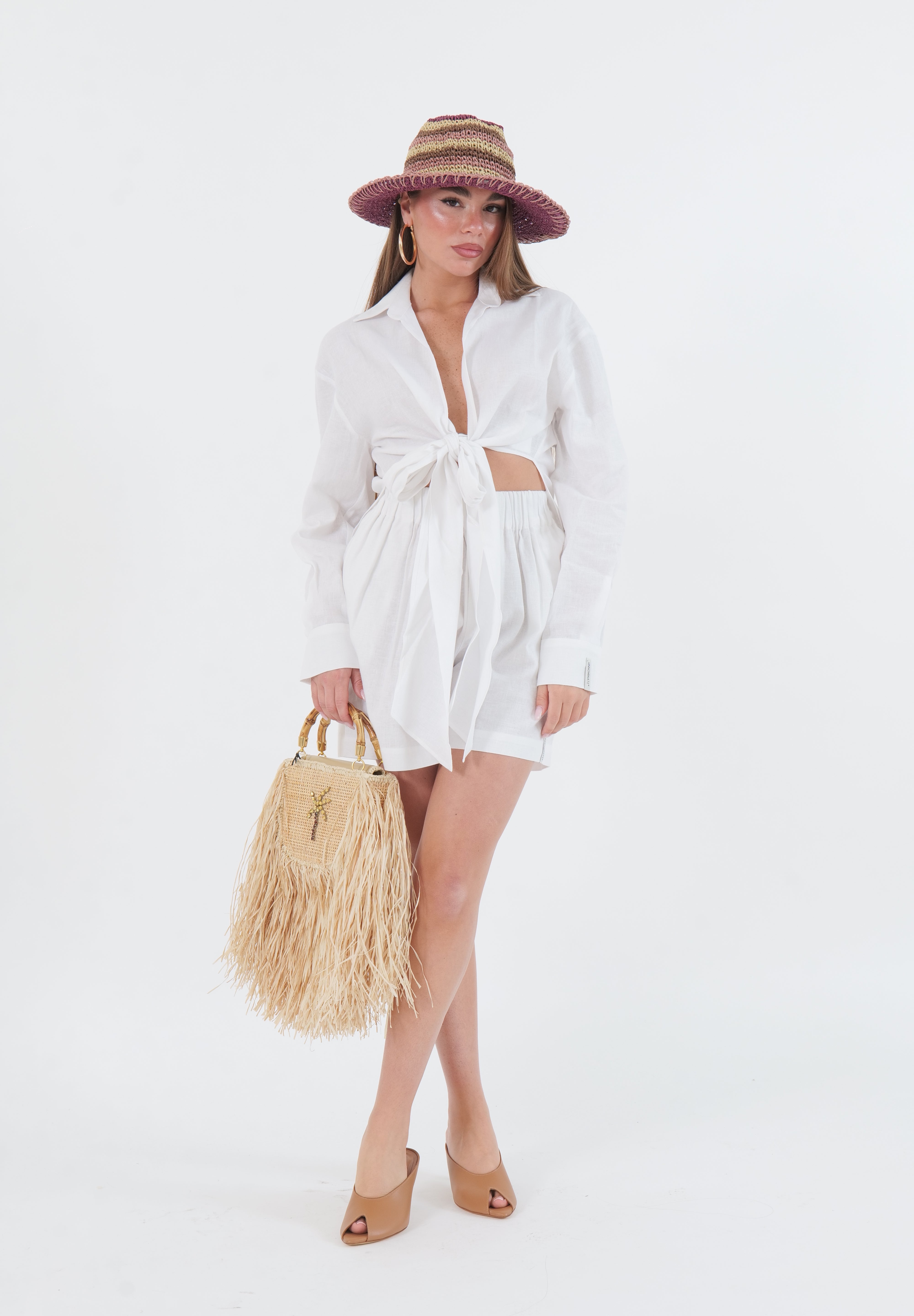 SHORT IN LINO BIANCO