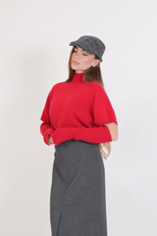 MAGLIONE MANICOTTI ROSSO VICOLO