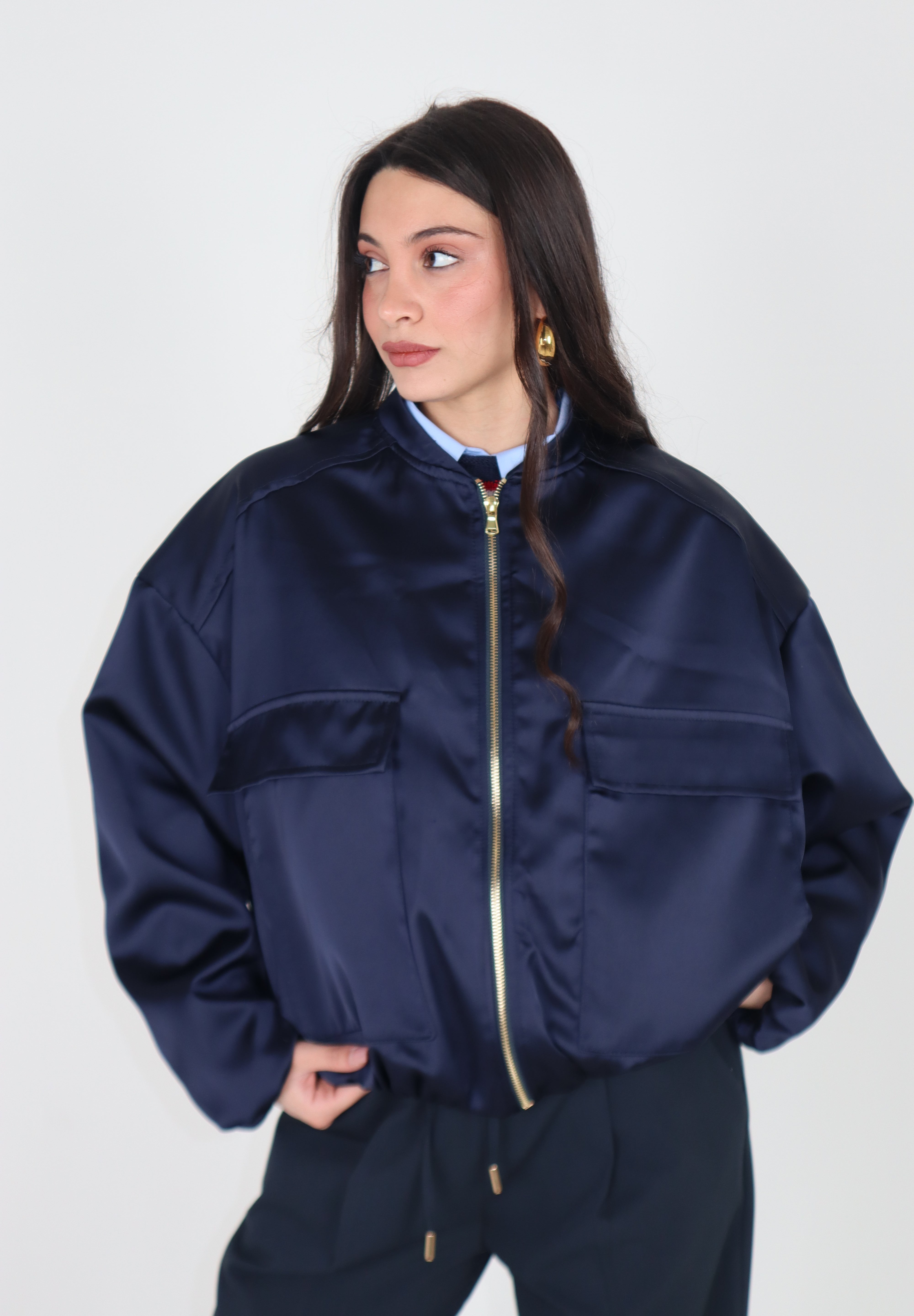 BOMBER SATIN BLUE