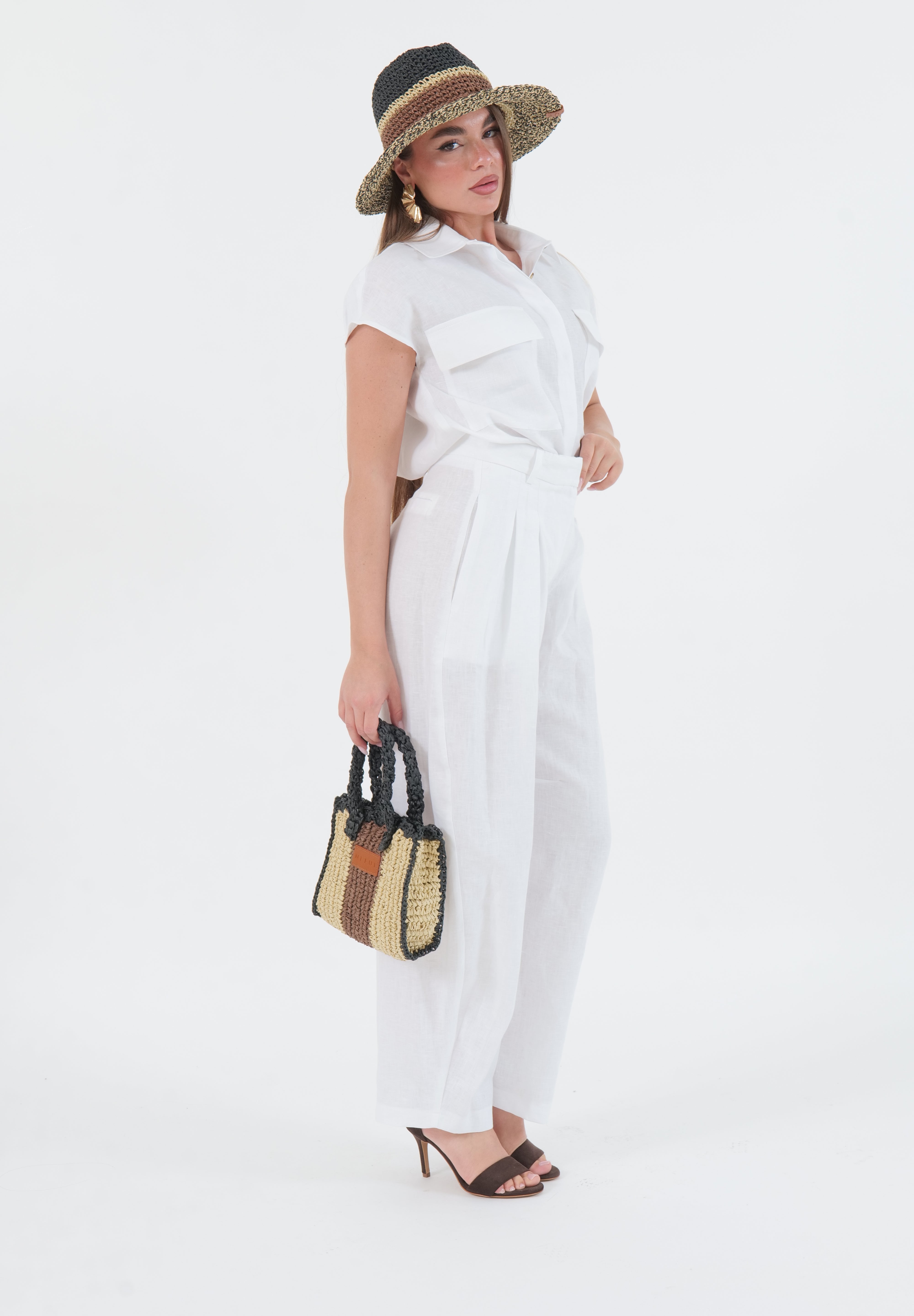 PANTALONE LINO BIANCO