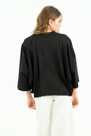 T-SHIRT V PAILLETTES NERO