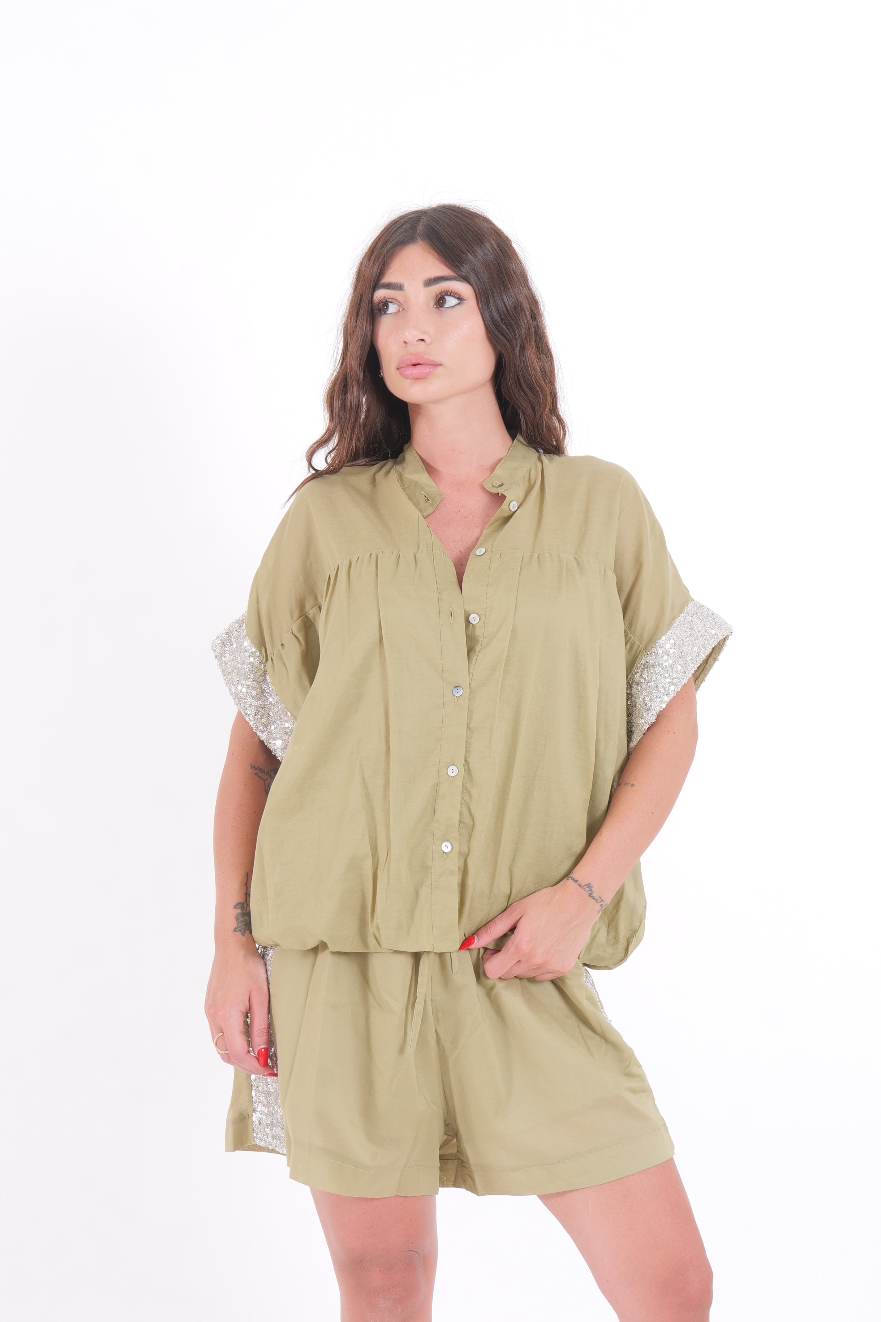 CAMICIA PAILLETTES SALVIA