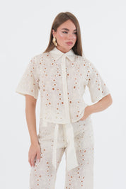 CAMICIA RICAMO BURRO