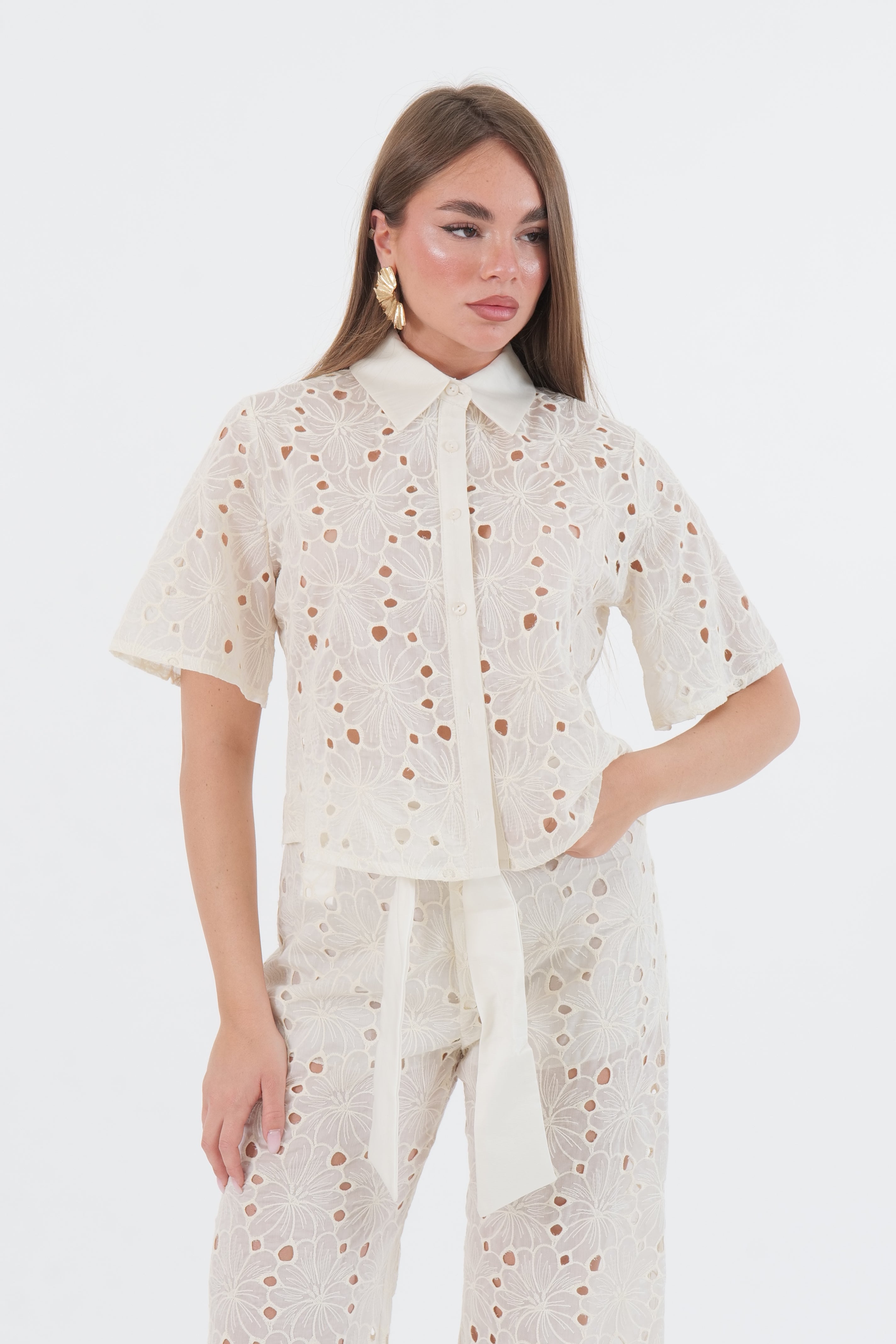 CAMICIA RICAMO BURRO