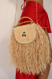 BAG PALMIER FRINGE CHERRY