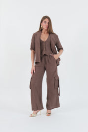PANTALONE LINO CHOCOLATE
